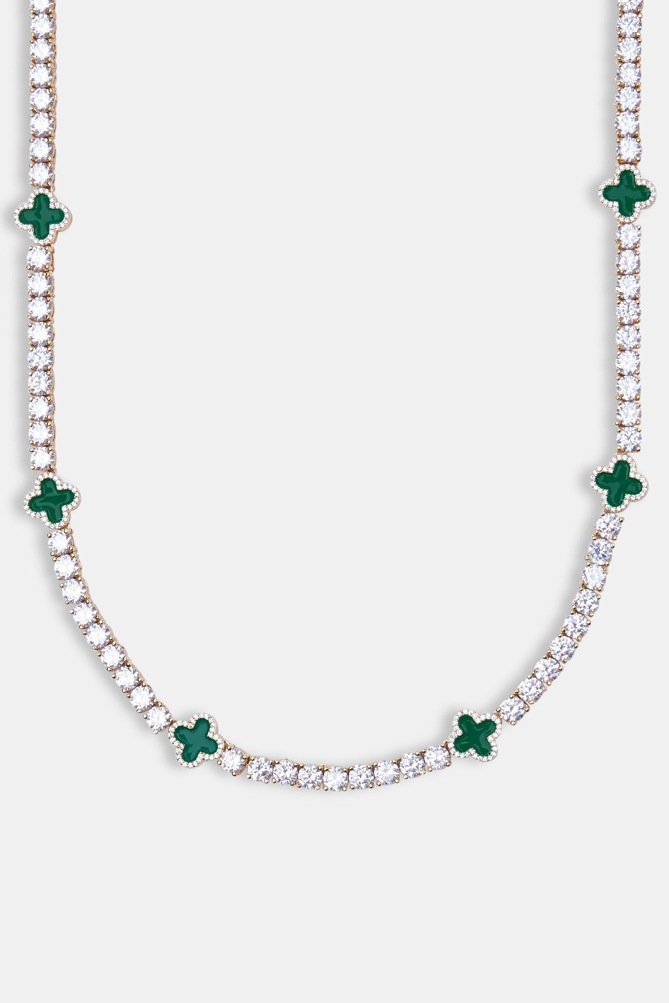 Green Motif Tennis Chain - Gold 5mm